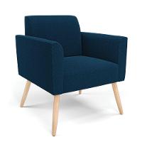 Namoradeira E 2 Poltronas Pé Palito Natural Marisa Bouclê Cor Azul - 8