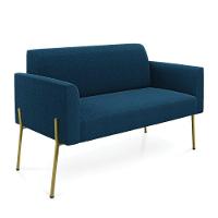 Namoradeira E 2 Poltronas Pé Ferro Dourado Marisa Bouclê D03 - D'rossi Cor Azul - 3