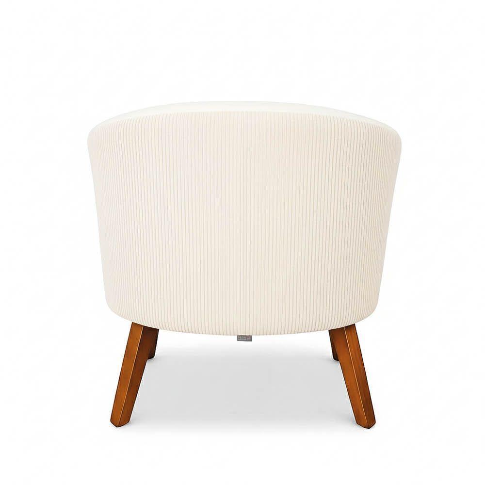 Poltrona Sala Decorativa Kit 2 Stella Pé Madeira Trapézio Castanho Cotelê Ext/veludo Bege D03 - D'rossi - 7