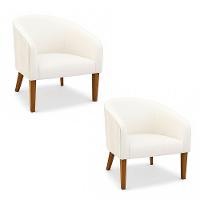 Poltrona Sala Decorativa Kit 2 Stella Pé Madeira Trapézio Castanho Cotelê Ext/veludo Bege D03 - D'rossi - 2