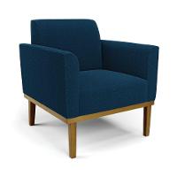 Namoradeira E 2 Poltronas Base Madeira Castanho Marisa Bouclê D03 - D'rossi Cor Azul - 8