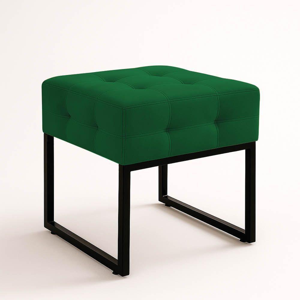 Poltrona Sala E Puff Decorativo Industrial Elisa Veludo Verde D03 - D'rossi - 7