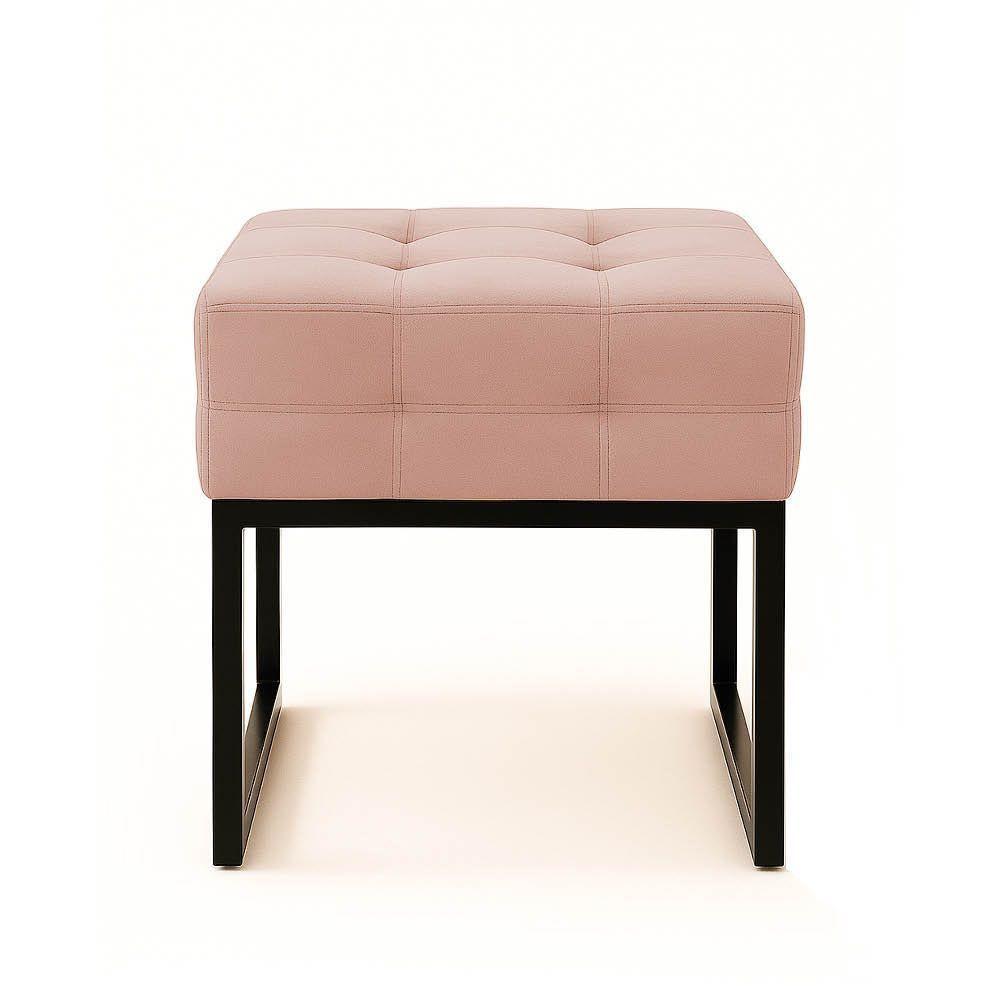 Poltrona Sala E Puff Decorativo Industrial Elisa Veludo Rosê D03 - D'rossi - 8