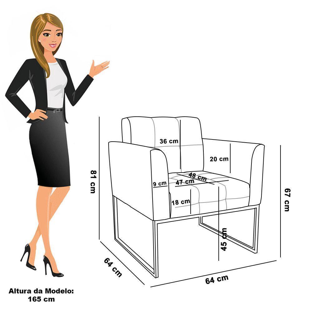 Poltrona Sala E Puff Decorativo Industrial Elisa Veludo Preto D03 - D'rossi - 4
