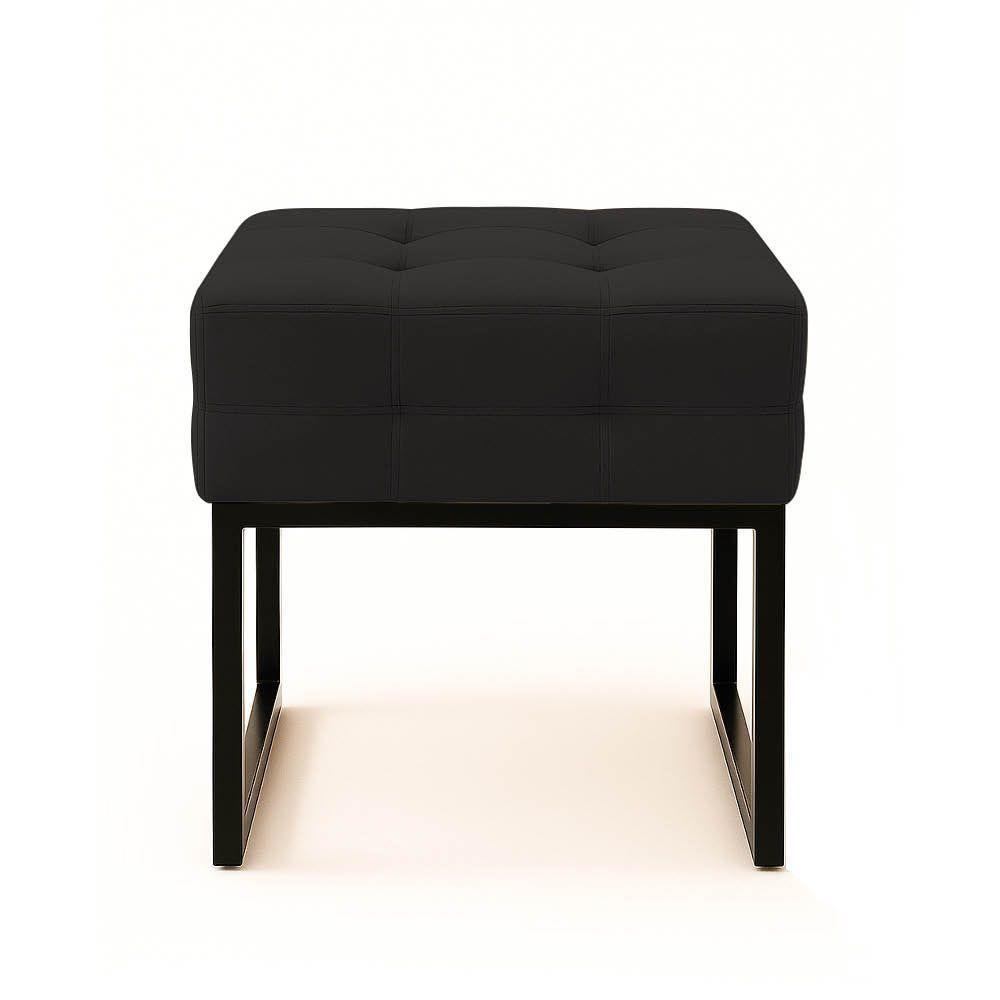 Poltrona Sala E Puff Decorativo Industrial Elisa Veludo Preto D03 - D'rossi - 8