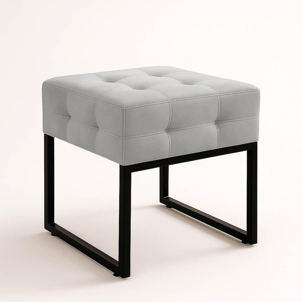 Puff Sala Decorativo Industrial Kit 2 Elisa Suede Cinza D03 - D'rossi - 5