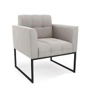 Poltrona Sala E Puff Decorativo Industrial Elisa Veludo Cinza D03 - D'rossi - 6