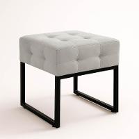 Poltrona Sala E Puff Decorativo Industrial Elisa Veludo Cinza D03 - D'rossi - 7