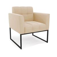 Poltrona Sala E Puff Decorativo Industrial Elisa Suede Bege D03 - D'rossi - 6