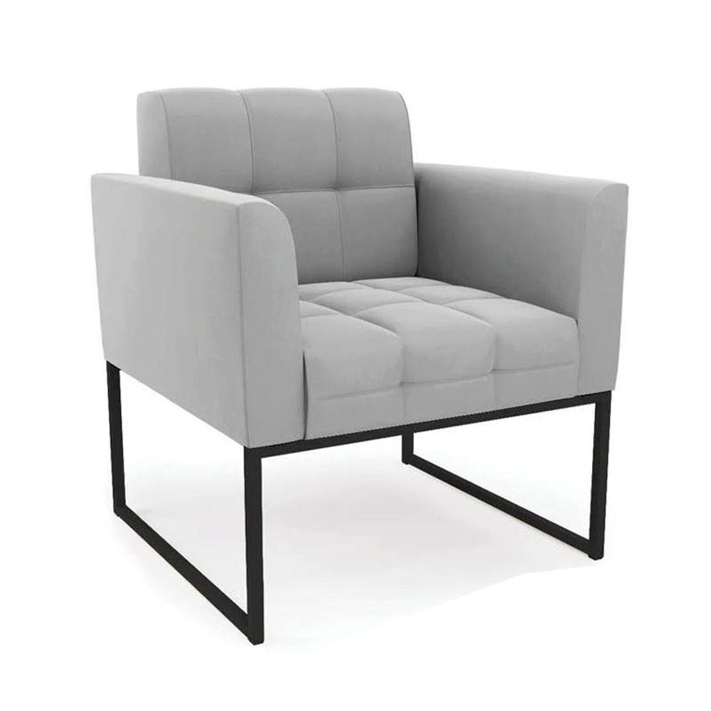 Poltrona Sala E Puff Decorativo Industrial Elisa Suede Cinza D03 - D'rossi - 6