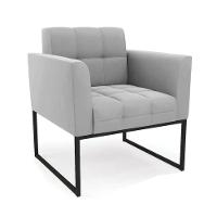 Poltrona Sala E Puff Decorativo Industrial Elisa Suede Cinza D03 - D'rossi - 6