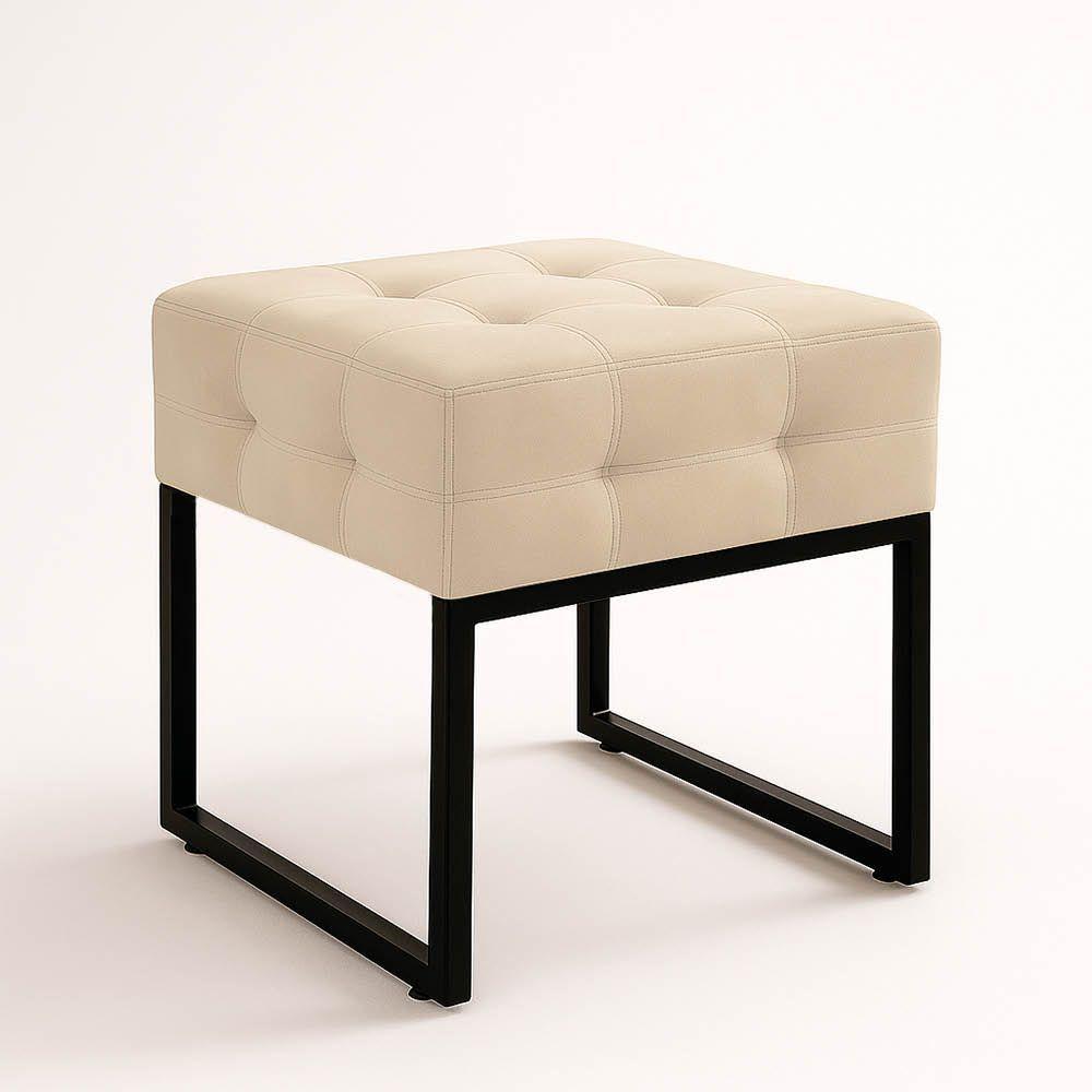 Puff Sala Decorativo Industrial Elisa Suede Bege D03 - D'rossi - 2