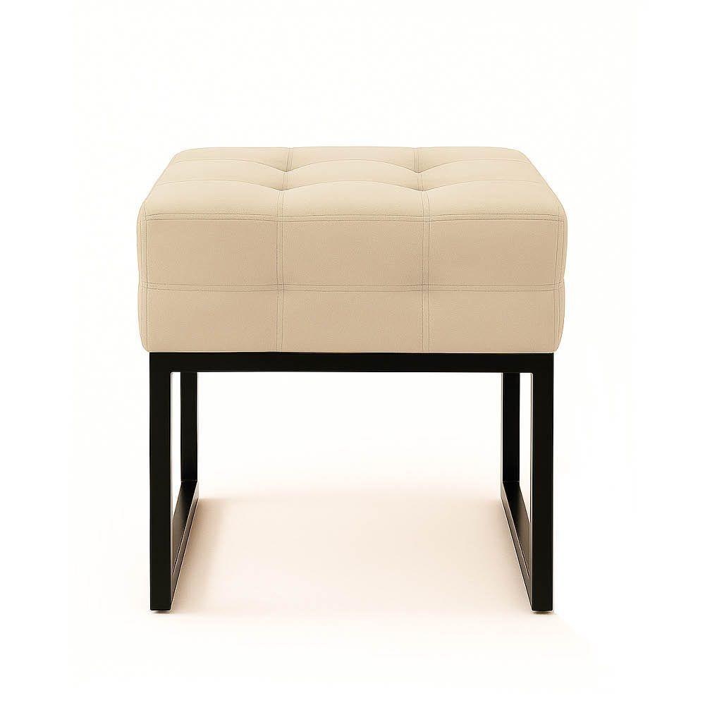 Puff Sala Decorativo Industrial Elisa Suede Bege D03 - D'rossi - 5