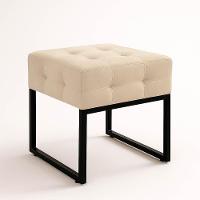 Puff Sala Decorativo Industrial Elisa Suede Bege D03 - D'rossi - 2