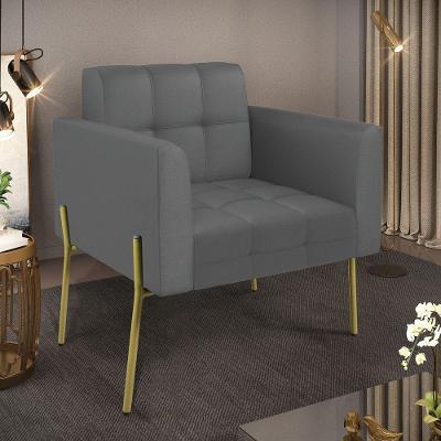 Poltrona Pé De Ferro Dourado Para Sala Elisa Corino Grafite D03 - D'rossi