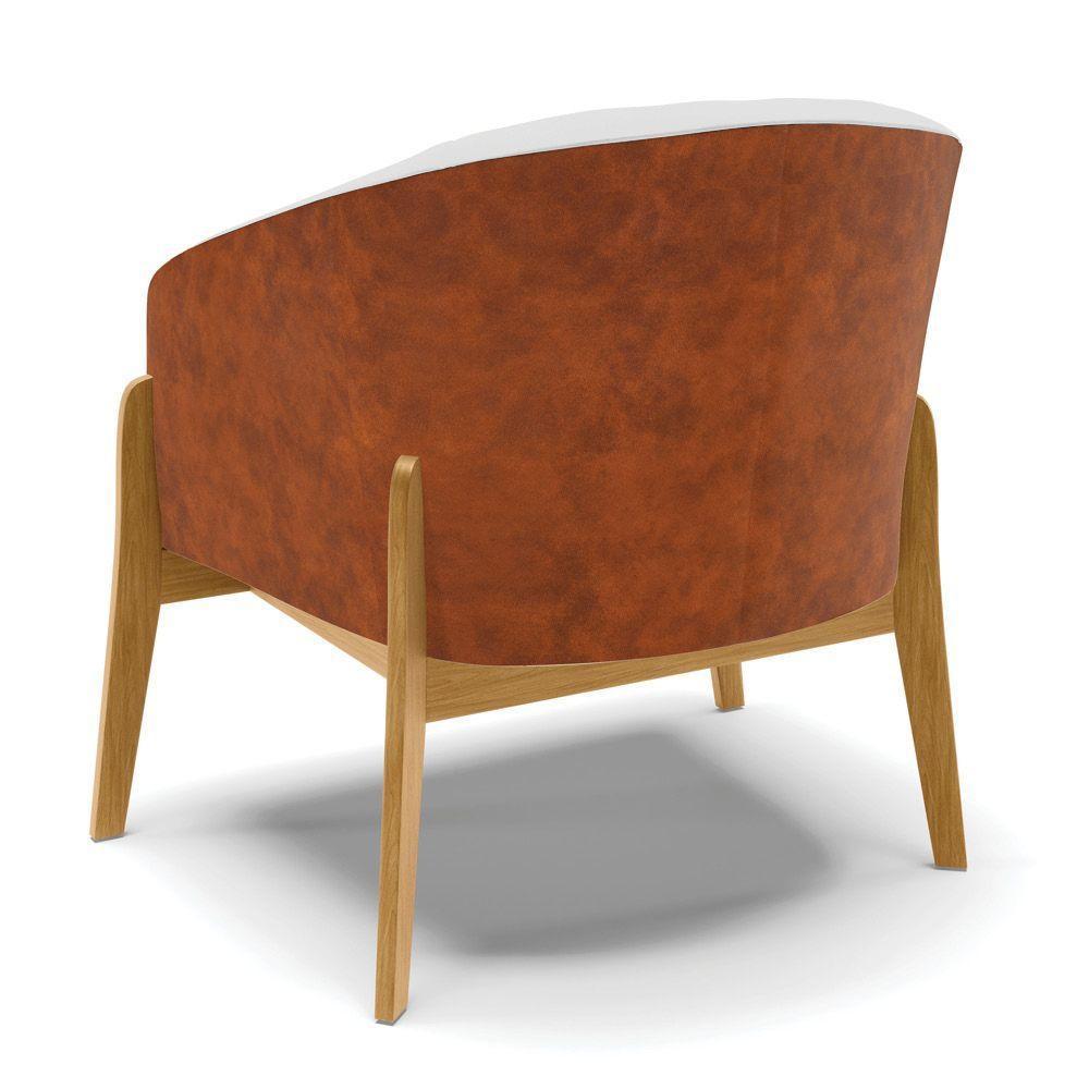 Poltrona Decorativa Base Madeira Stella Pu Nozes/linho Cinza A05 D03 - D'rossi - 6