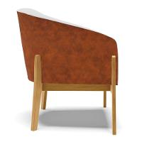 Poltrona Decorativa Base Madeira Stella Pu Nozes/linho Cinza A05 D03 - D'rossi - 5