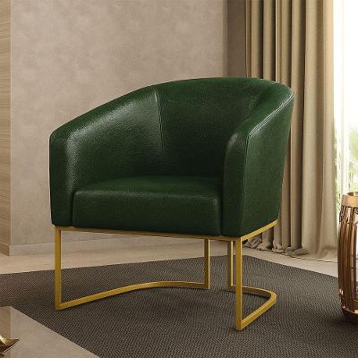 Poltrona Decorativa Stella D03 Industrial Verde Dourado Couro Sintético Dmov