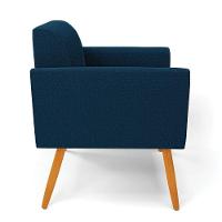 Poltrona Sala Estar Pé Palito Castanho Kit 2 Marisa Bouclê Cor Azul - 7