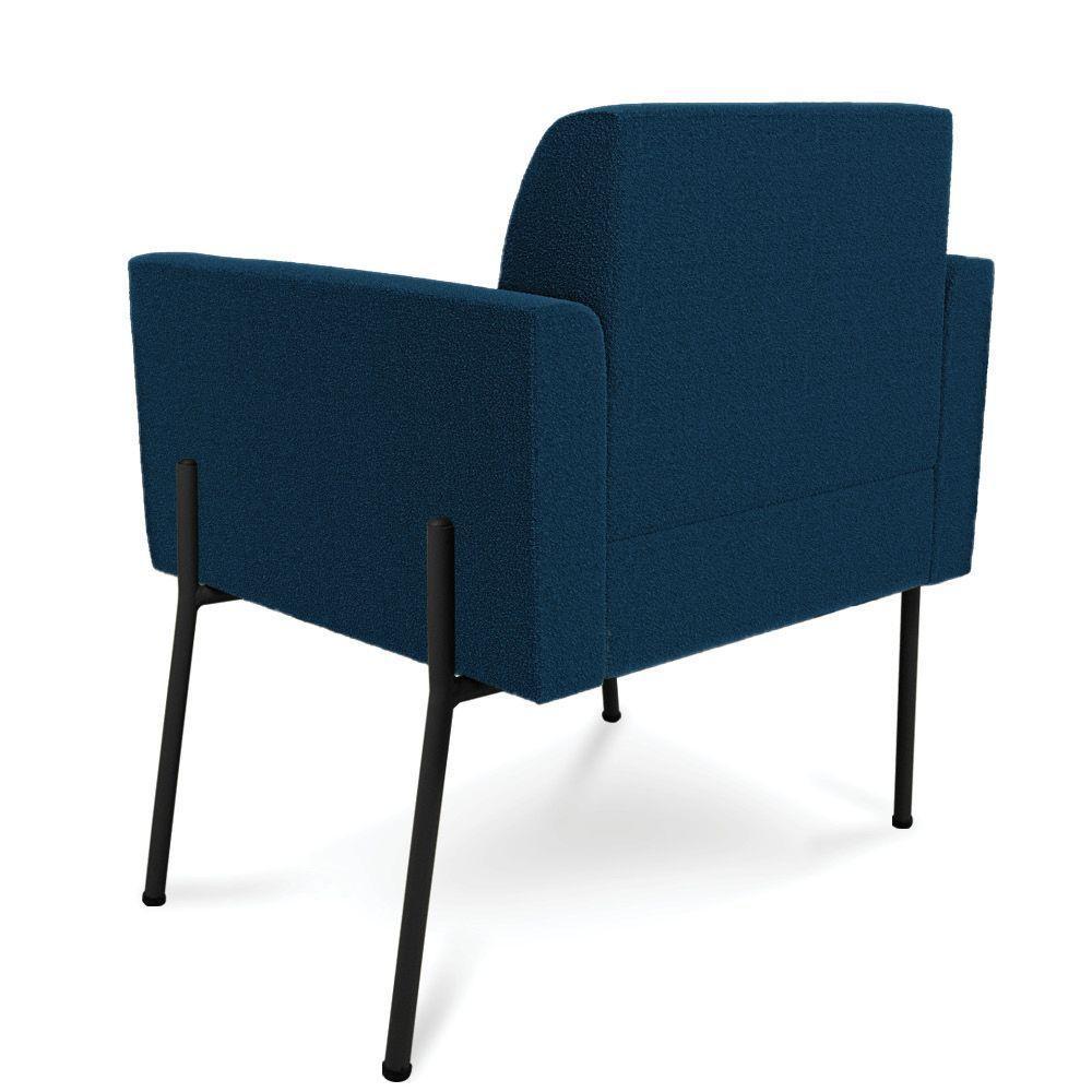 Poltrona Sala Estar Pé Ferro Preto Kit 2 Marisa Bouclê D03 - D'rossi Cor Azul - 7