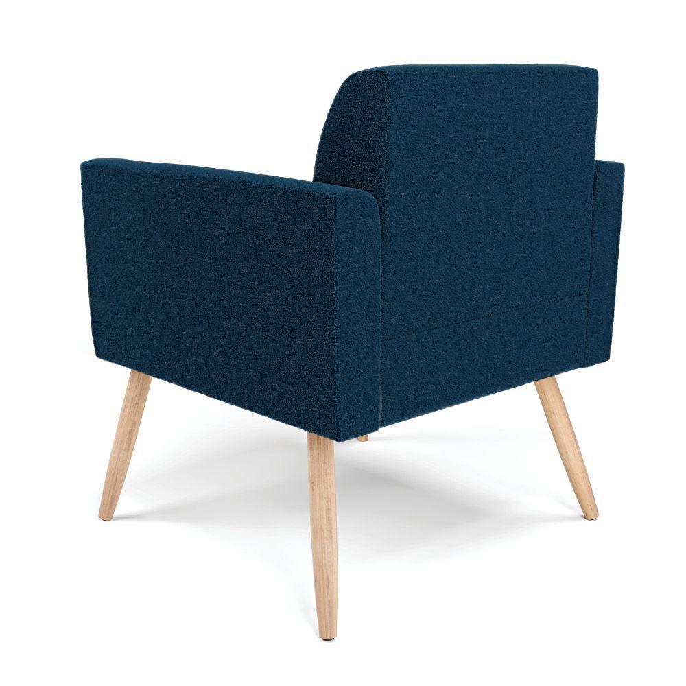 Poltrona Sala Estar Pé Palito Natural Kit 2 Marisa Bouclê Azul - 7