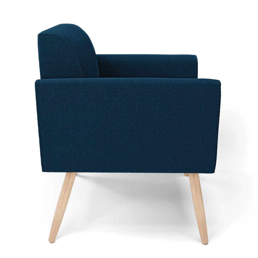 Poltrona Sala Estar Pé Palito Natural Kit 2 Marisa Bouclê Azul - 8