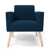 Poltrona Sala Estar Pé Palito Natural Kit 2 Marisa Bouclê Azul - 5