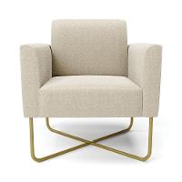 Poltrona Sala Base X Industrial Dourado Kit 2 Marisa Bouclê Cor Azul - 5