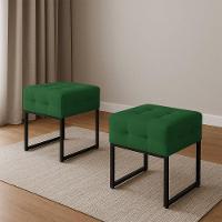 Puff Sala Decorativo Industrial Kit 2 Elisa Suede Verde D03 - D'rossi - 1