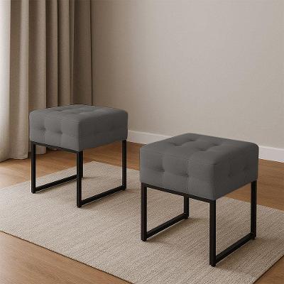 Puff Sala Decorativo Industrial Kit 2 Elisa Suede Grafite D03 - D'rossi