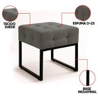 Puff Sala Decorativo Industrial Kit 2 Elisa Suede Grafite D03 - D'rossi - 3