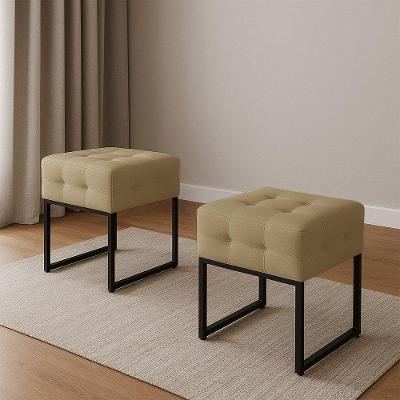 Puff Sala Decorativo Industrial Kit 2 Elisa Suede Marrom Rato D03 - D'rossi