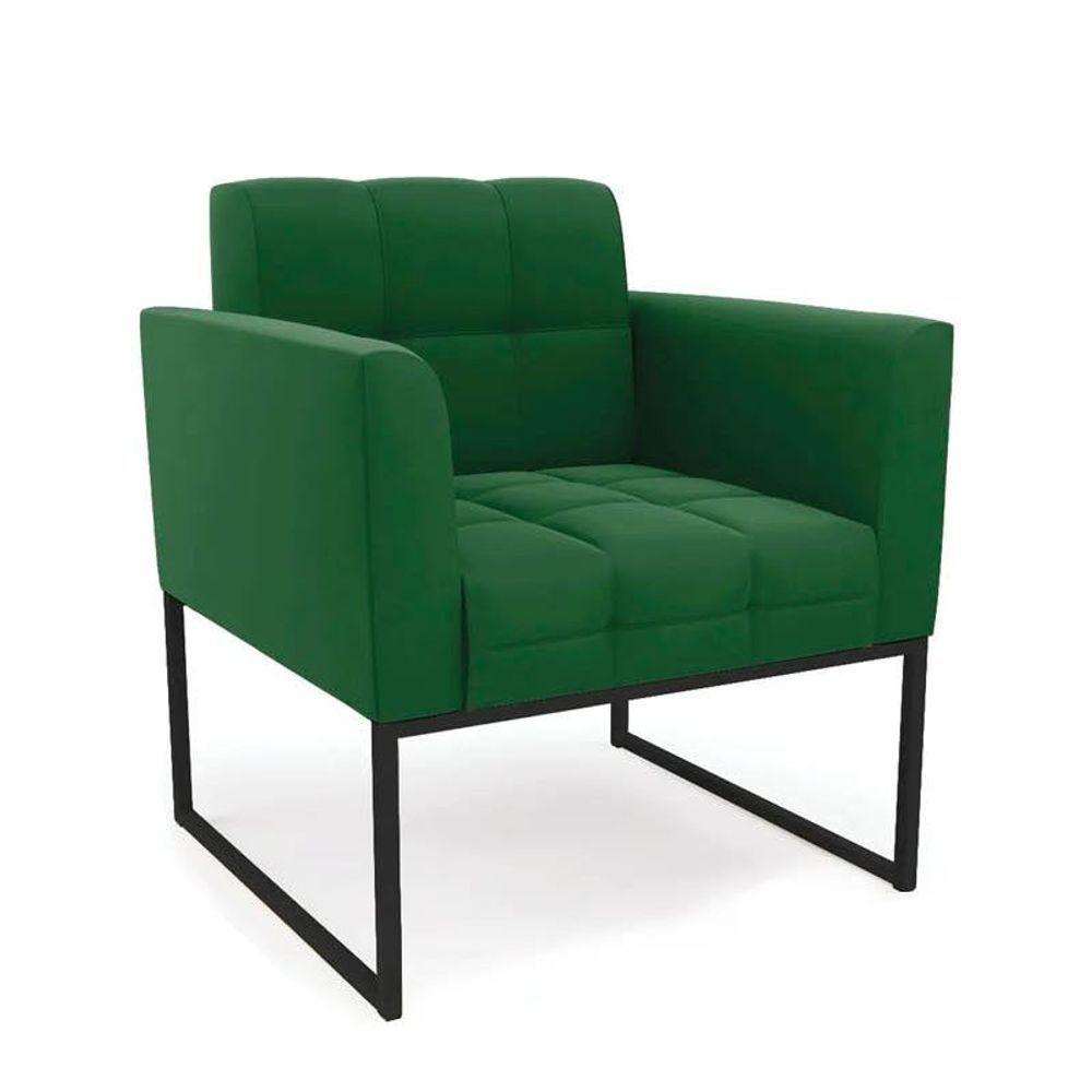 Poltrona Sala E Puff Decorativo Industrial Elisa Suede D03 - D'rossi Verde - 6