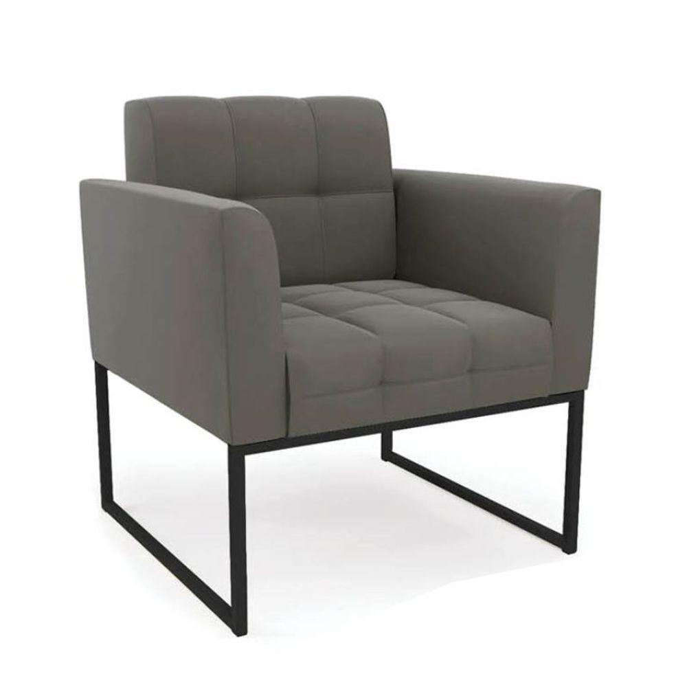 Poltrona Sala E Puff Decorativo Industrial Elisa Suede D03 - D'rossi Grafite - 6