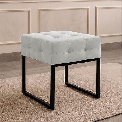 Puff Sala Decorativo Quadrado Industrial Elisa Veludo D03 - D'rossi Cinza