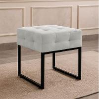 Puff Sala Decorativo Quadrado Industrial Elisa Veludo D03 - D'rossi Cinza - 1