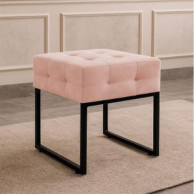 Puff Sala Decorativo Quadrado Industrial Elisa Veludo D03 - D'rossi Rose