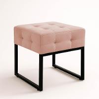 Puff Sala Decorativo Quadrado Industrial Elisa Veludo D03 - D'rossi Rose - 2