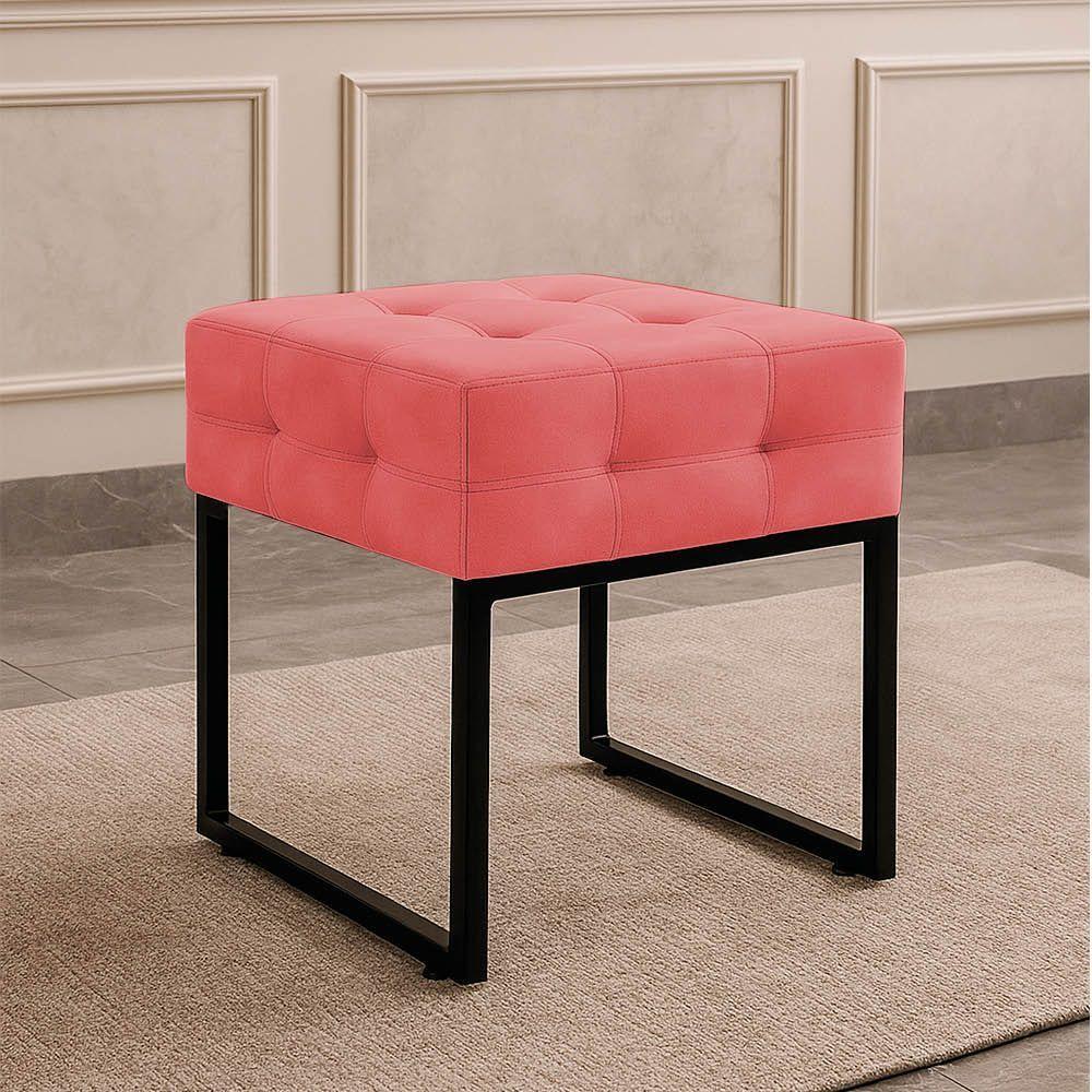 Puff Sala Decorativo Industrial Elisa Suede D03 - D'rossi Rose - 1