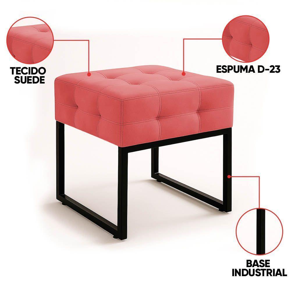 Puff Sala Decorativo Industrial Elisa Suede D03 - D'rossi Rose - 3