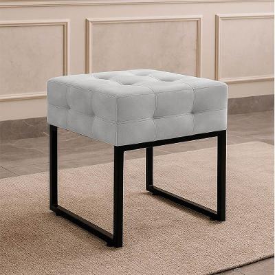 Puff Sala Decorativo Industrial Elisa Suede D03 - D'rossi Cinza