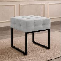 Puff Sala Decorativo Industrial Elisa Suede D03 - D'rossi Cinza - 1