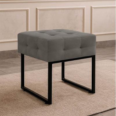 Puff Sala Decorativo Industrial Elisa Suede D03 - D'rossi Grafite