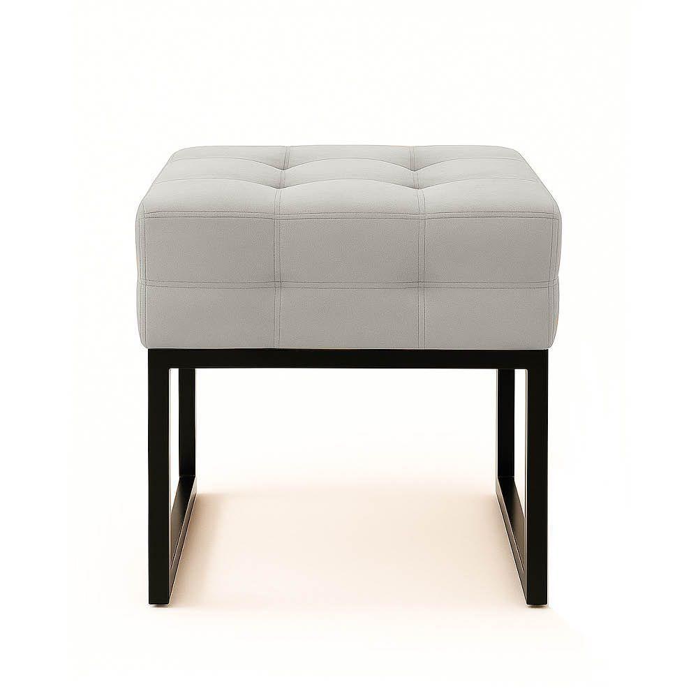 Puff Sala Decorativo Industrial Kit 2 Elisa Veludo Cinza D03 - D'rossi - 6