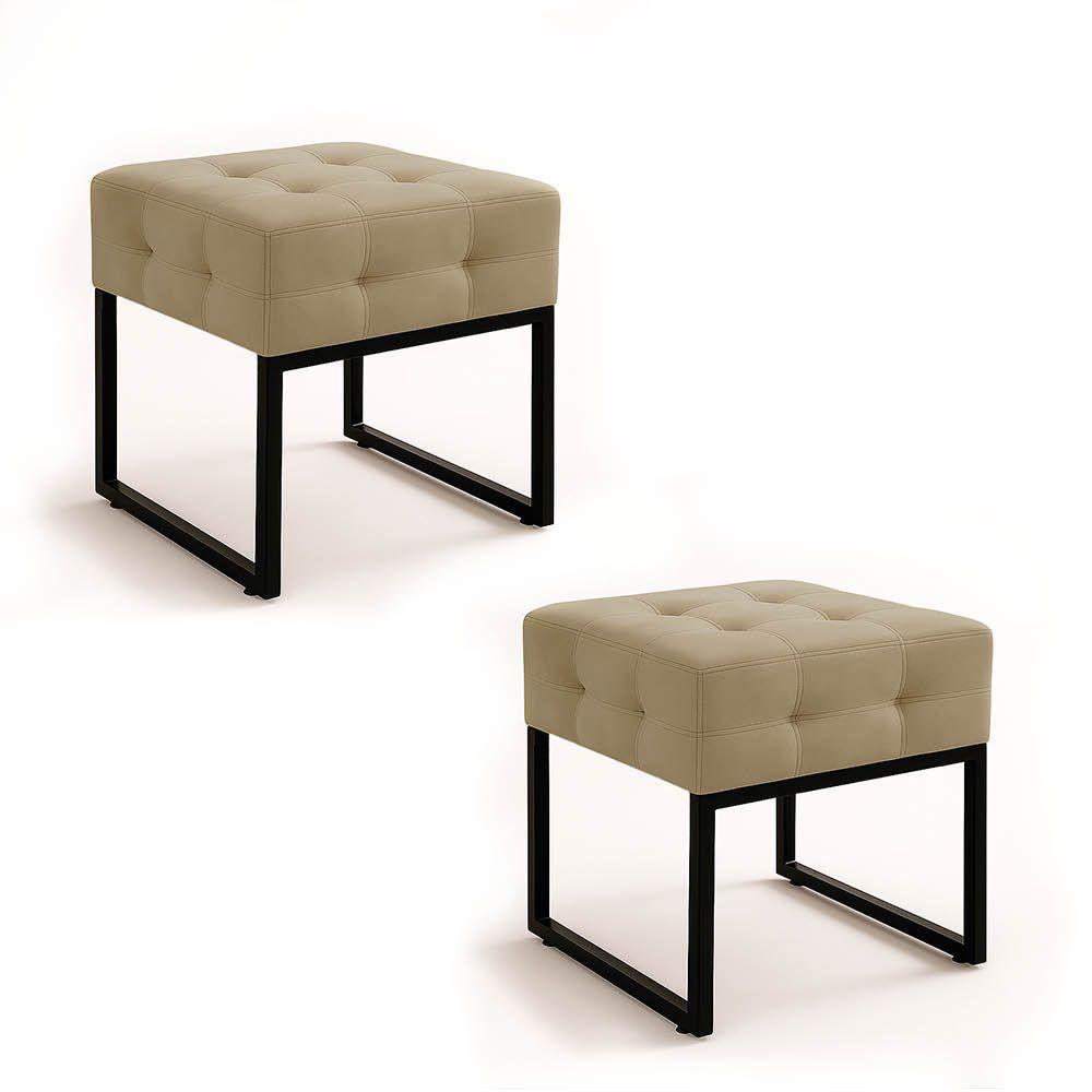 Puff Sala Decorativo Industrial Kit 2 Elisa Suede D03 - D'rossi Marrom Rato - 2