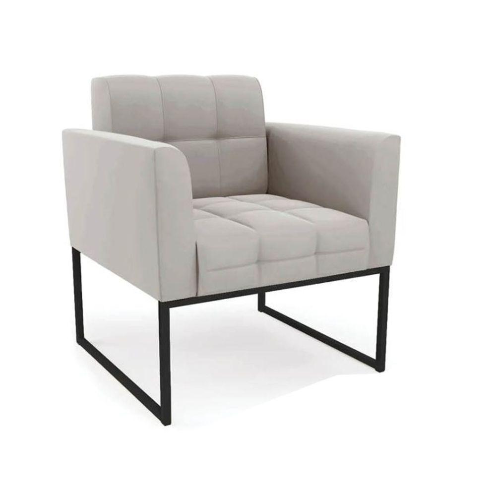 Poltrona Sala E Puff Decorativo Industrial Elisa Veludo D03 - D'rossi Cinza - 6