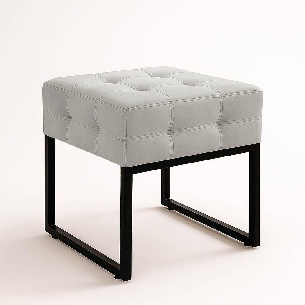 Poltrona Sala E Puff Decorativo Industrial Elisa Veludo D03 - D'rossi Cinza - 7