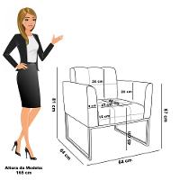 Poltrona Sala E Puff Decorativo Industrial Elisa Veludo D03 - D'rossi Cinza