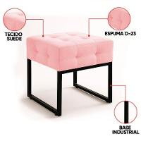 Puff Sala Decorativo Industrial Kit 2 Elisa Suede D03 - D'rossi Rosa Bebê - 3