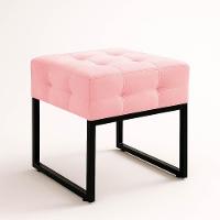 Puff Sala Decorativo Industrial Kit 2 Elisa Suede D03 - D'rossi Rosa Bebê - 5